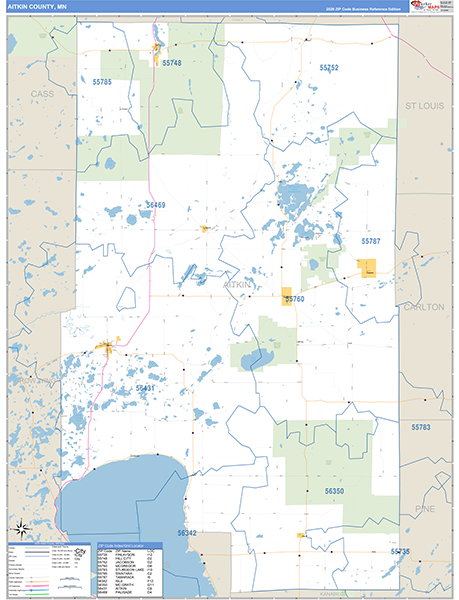 Aitkin County, MN Zip Code Map
