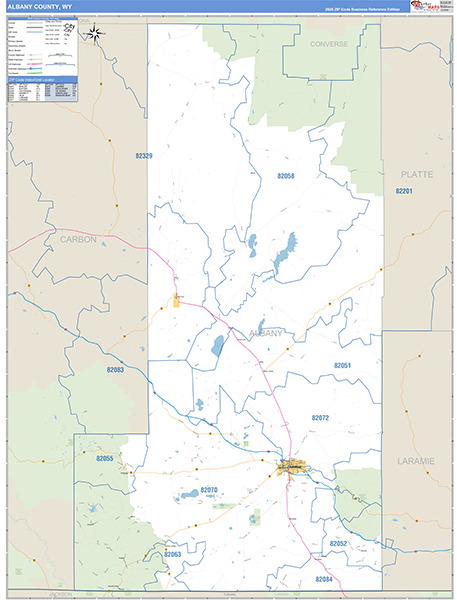 Albany County, WY Zip Code Map