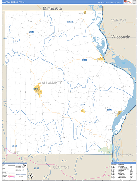 Allamakee County, IA Zip Code Map