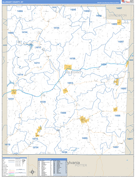 Allegany County, NY Zip Code Map