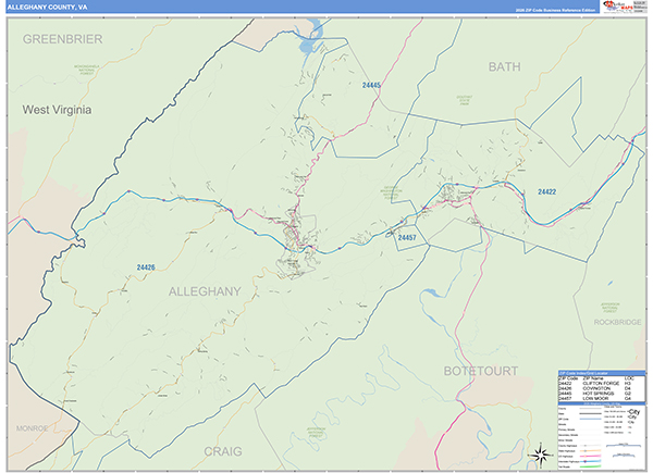 Alleghany County, VA Zip Code Map