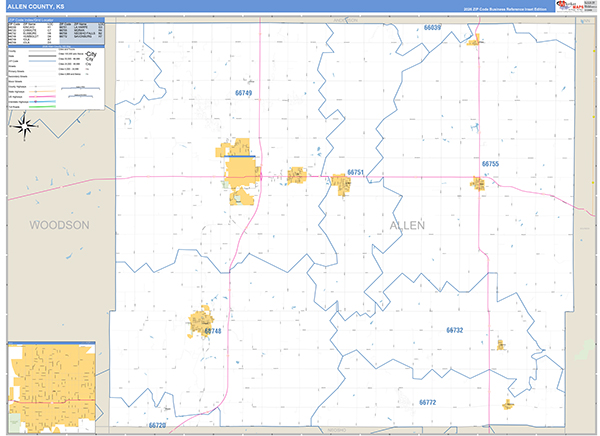 Allen County, KS Zip Code Map