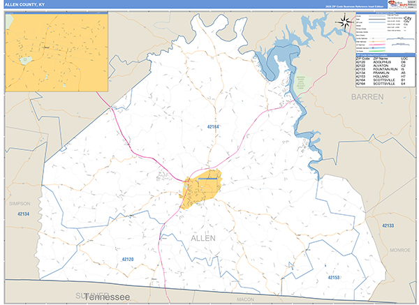 Allen County, KY Zip Code Map