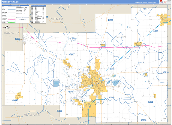 Allen County, OH Zip Code Map