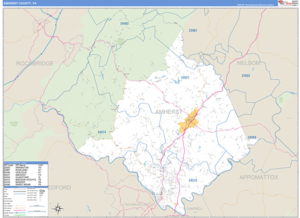 Amherst County, VA Zip Code Map