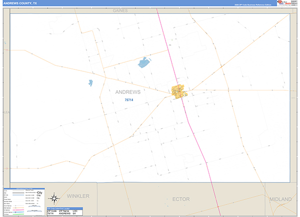 Andrews County, TX Zip Code Map