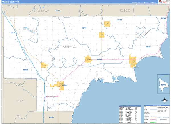 Arenac County, MI Zip Code Map