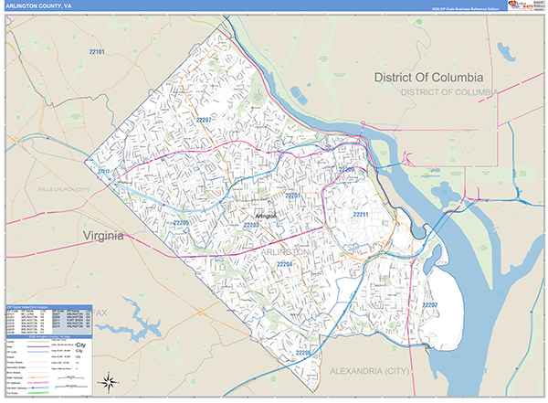 Arlington County, VA Zip Code Map