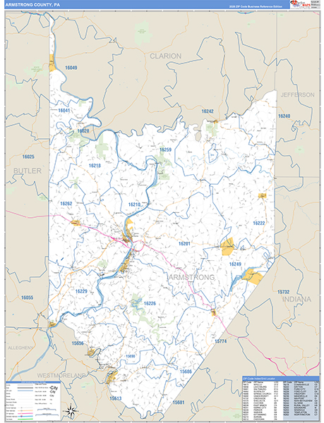 Armstrong County, PA Wall Map Basic Style