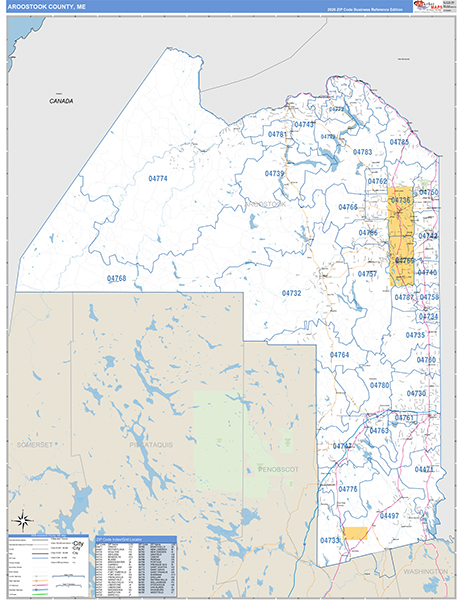 Aroostook County, ME Wall Map Basic Style