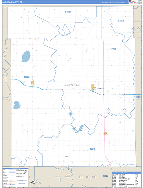 Aurora County, SD Zip Code Map