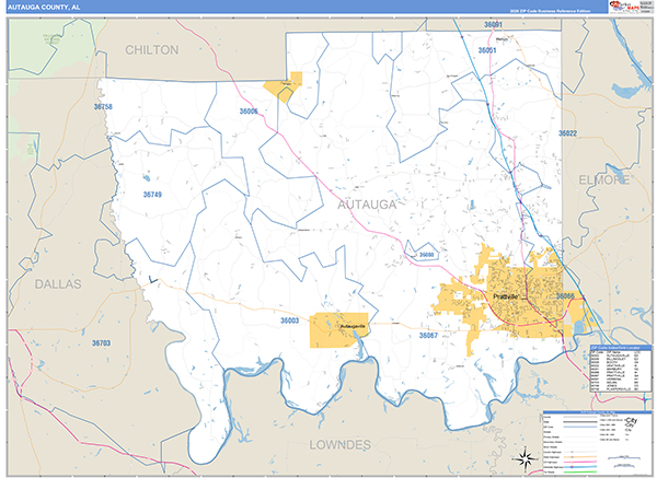 Autauga County, AL Zip Code Map