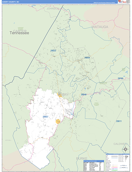 Avery County, NC Zip Code Map