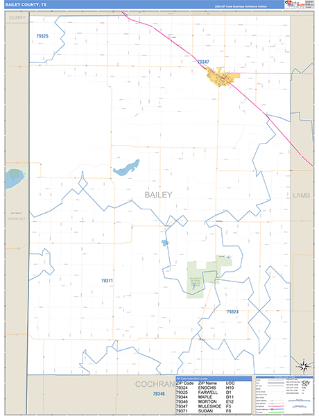 Bailey County, TX Zip Code Map