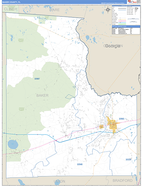 Baker County, FL Zip Code Map