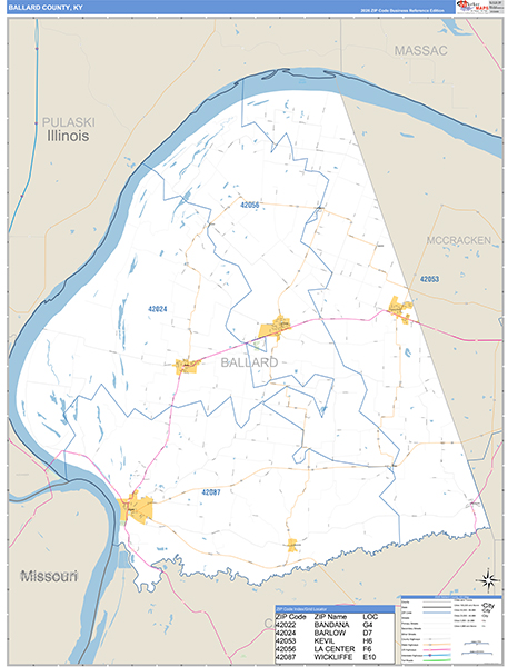 Ballard County, KY Zip Code Map