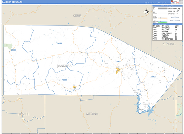 Bandera County, TX Zip Code Map