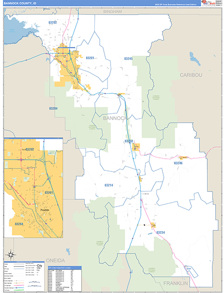 Bannock County, ID Zip Code Map