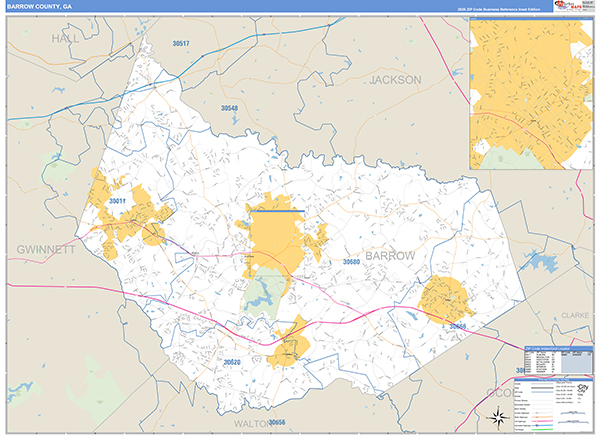 Barrow County, GA Zip Code Map