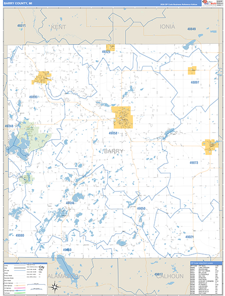 Barry County, MI Zip Code Map