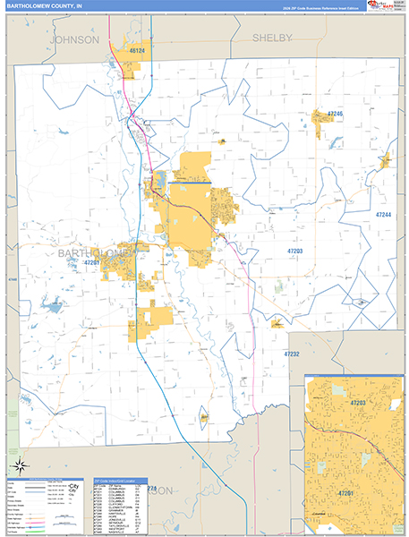 Bartholomew County, IN Zip Code Map