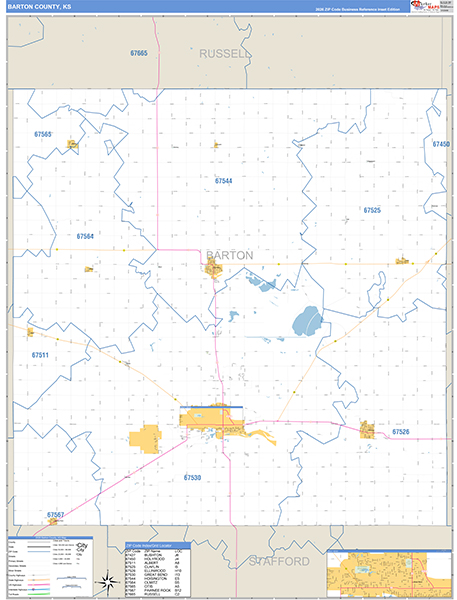 Barton County, KS Zip Code Map