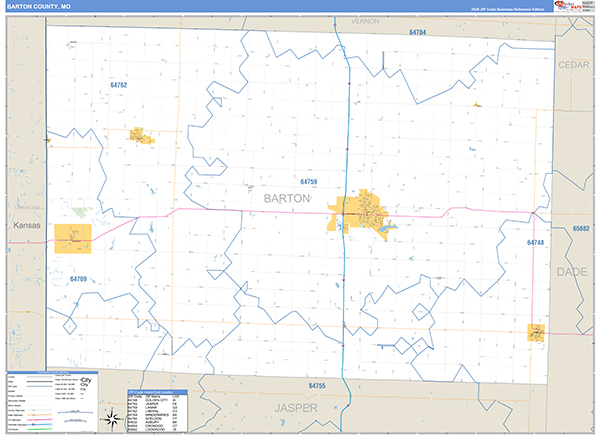 Barton County, MO Map Basic Style