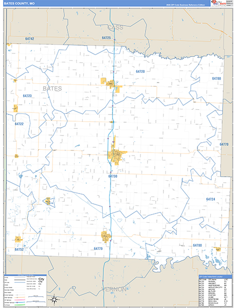 Bates County, MO Zip Code Map