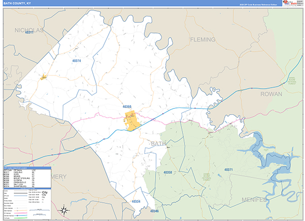 Bath County, KY Zip Code Map