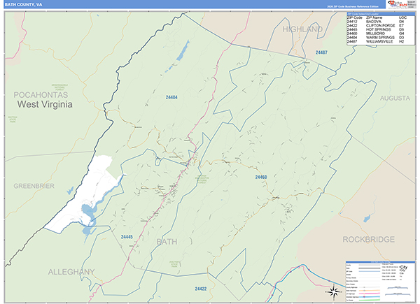 Bath County, VA Zip Code Map