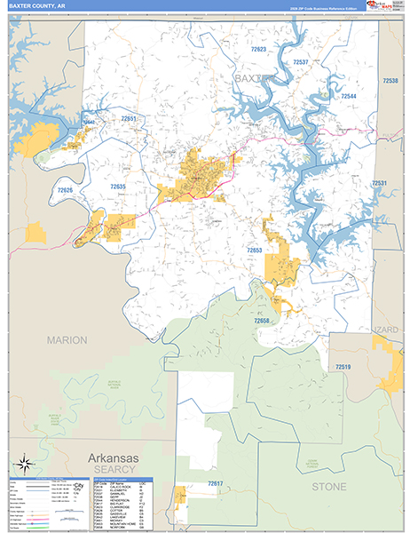 Baxter County, AR Zip Code Map