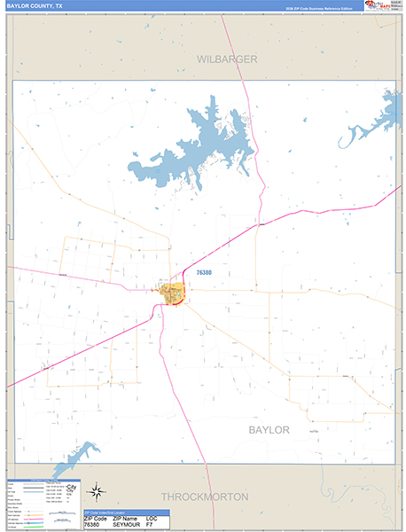 Baylor County, TX Zip Code Map
