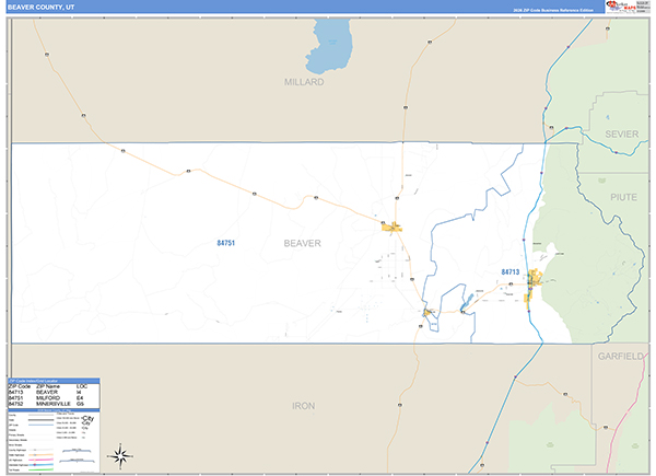 Beaver County, UT Zip Code Map