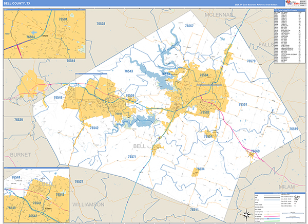Bell County, TX Zip Code Map
