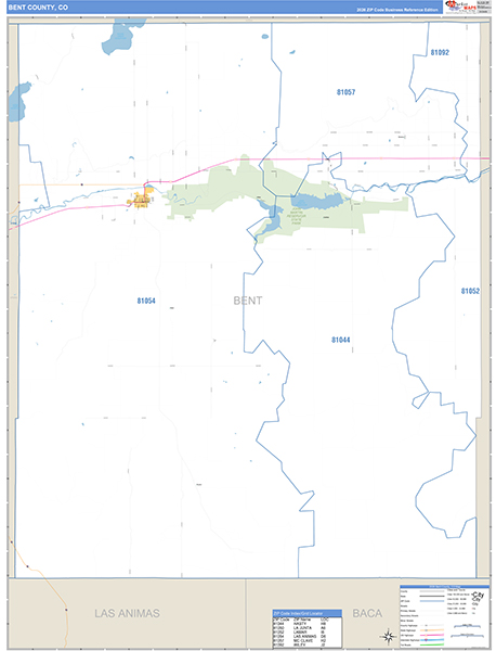 Bent County, CO Zip Code Map