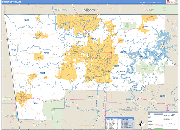 Benton County, AR Zip Code Map