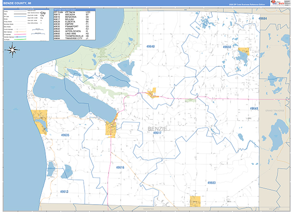 Benzie County, MI Zip Code Map