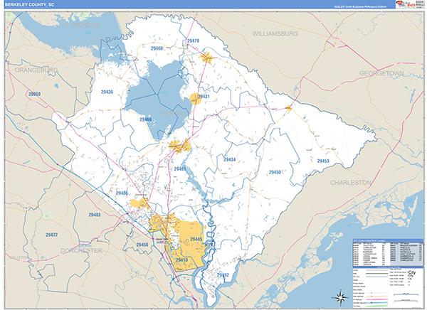 Berkeley County, SC Zip Code Map