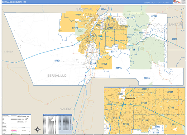 Bernalillo County, NM Zip Code Map