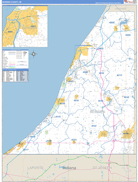 Berrien County, MI Zip Code Map