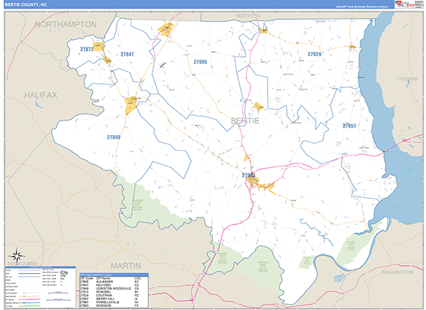 Bertie County, NC Zip Code Map