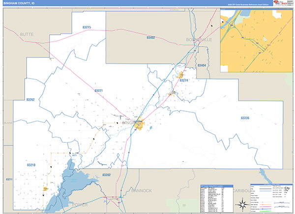 Bingham County, ID Zip Code Map