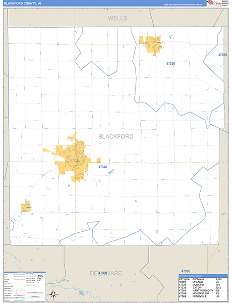 Blackford County, IN Zip Code Map