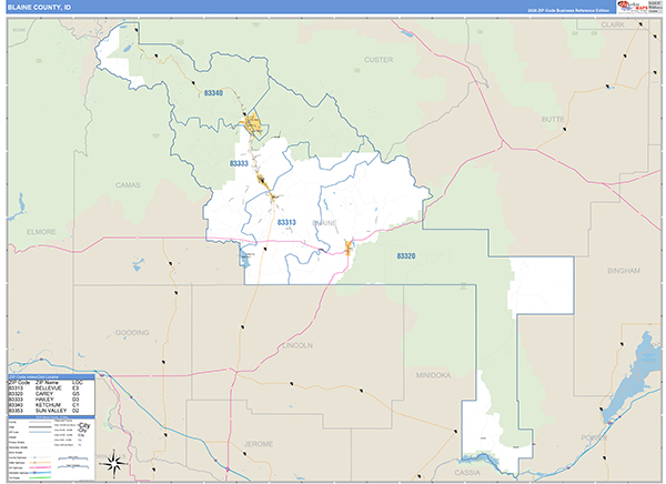 Blaine County, ID Zip Code Map