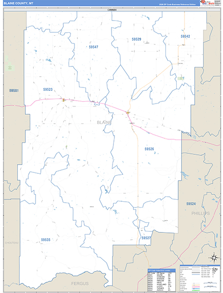 Blaine County, MT Zip Code Wall Map