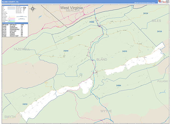 Bland County, VA Zip Code Map
