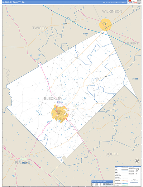 Bleckley County, GA Zip Code Map
