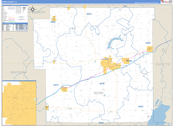 Bond County, IL Zip Code Map