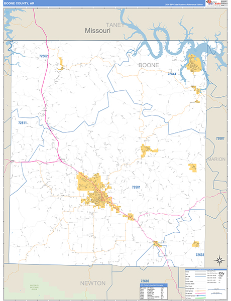 Boone County, AR Zip Code Map