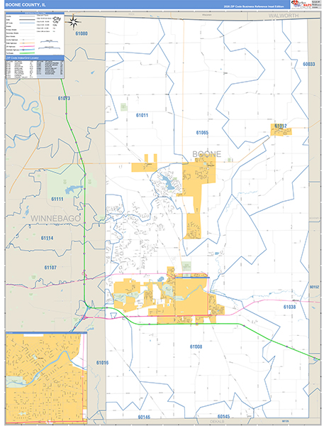 Boone County, IL Carrier Route Wall Map